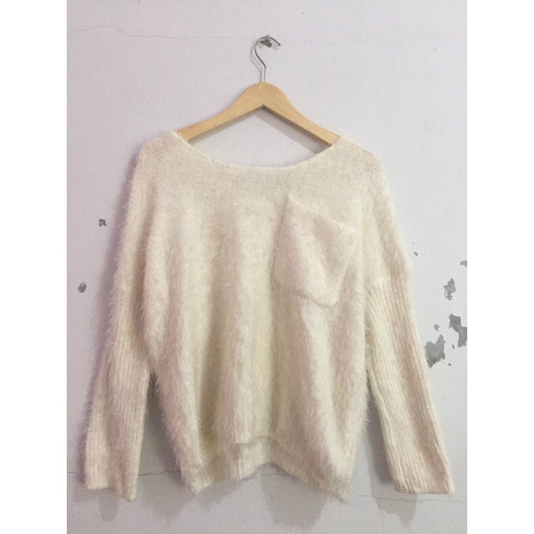 ZARA ATASAN SWEATER RAJUT BULU OVERSIZE OUTER FUZZY ORIGINAL