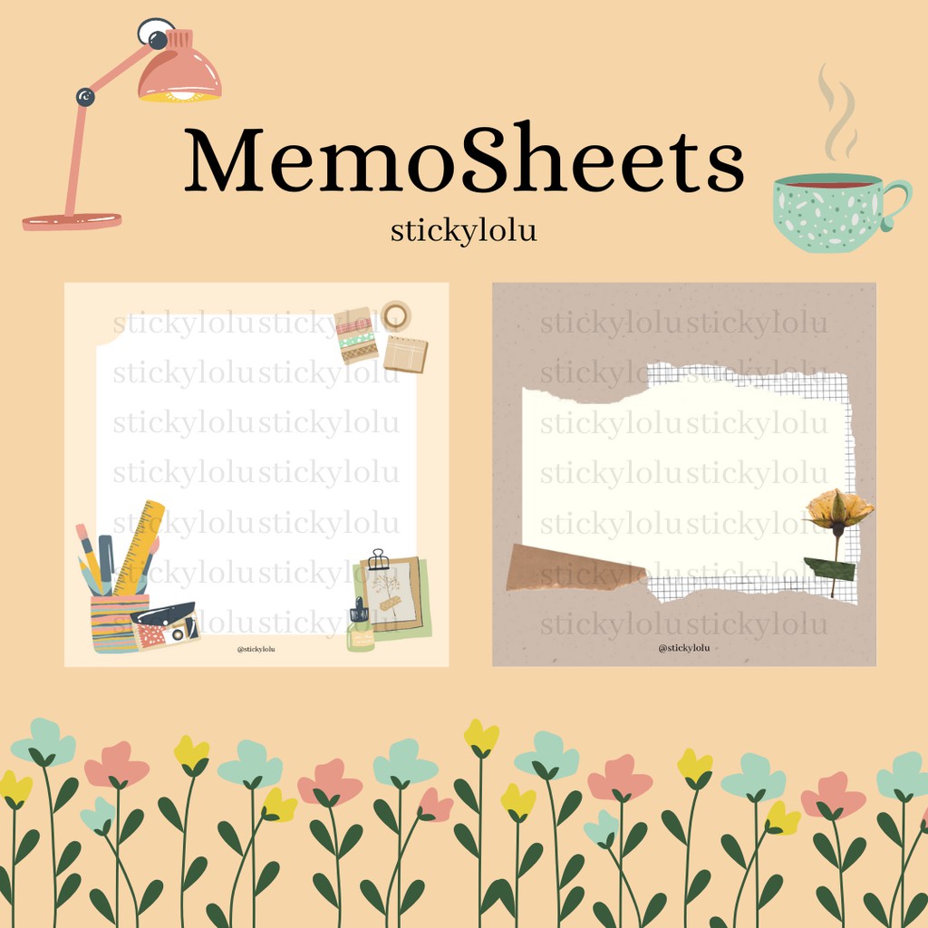 

Memo Sheets Stickylolu | cocok untuk journaling dan notetaking (tanpa lem perekat)