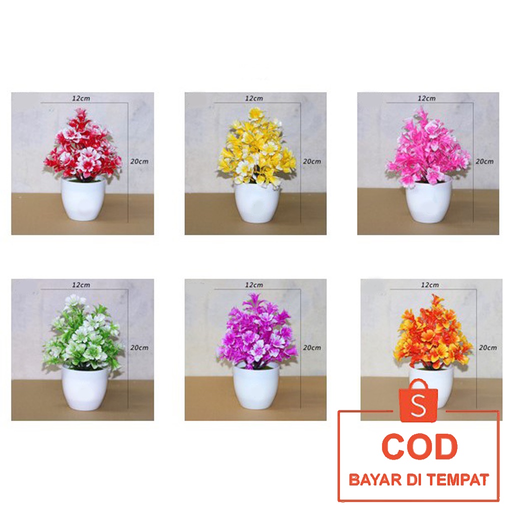 ✅COD Pot Tanaman Pohon Bonsai Vas Bunga Hias Plastik Perlengkapan Hiasan Dekorasi Meja Makan Ruang Tamu Kamar Aesthetic Perabotan Interior Rumah Tangga Murah Model Aneka Sakura Warna