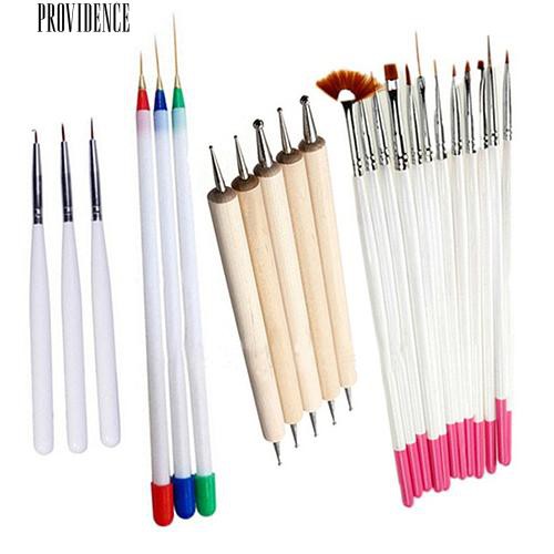 23 Pcs Nail Art Polandia Lukisan Menggambar Pena Sikat Tips Alat Set UV Gel Nail Brushes