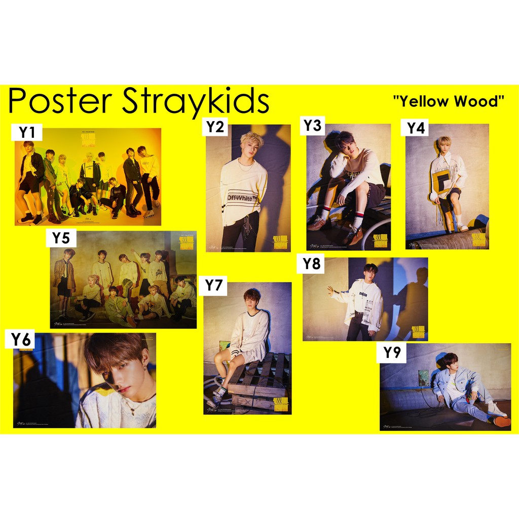 Poster STRAYKIDS Yellow Wood MIROH Hyunjin Felix Lee Know Bangchan Han Kpop