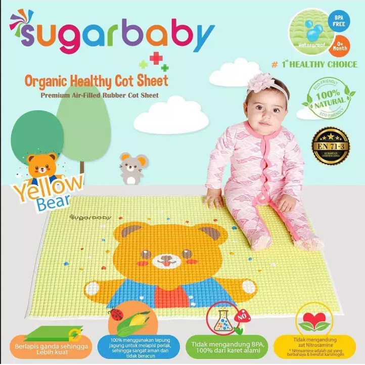 Perlak Bayi SUGAR BABY Waterproof Organic Rubber Cot Sheet Perlak Karet Bayi Alas Ompol