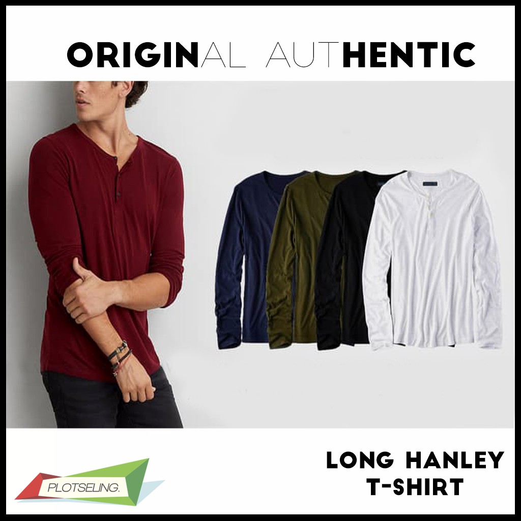 Kaos Polos Oblong HENLEY Pria Lengan Panjang IMPORT COTTON PREMIUM QUALITY - LONG HENLEY ORIGINAL