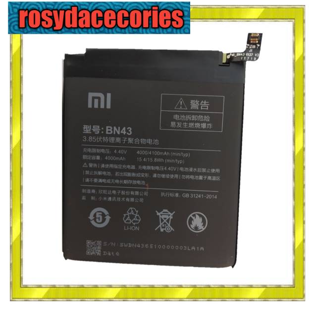 Batu baterai Battery BN 43 Baterai Xiaomi Redmi Note 4X BN43 Original 100 %