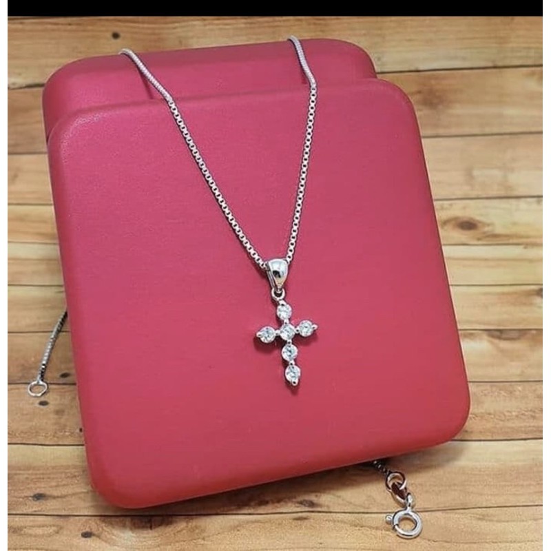 Kalung liontin salib perak 925 kalung wanita kalung pria perak 925 lapis emas putih SK68