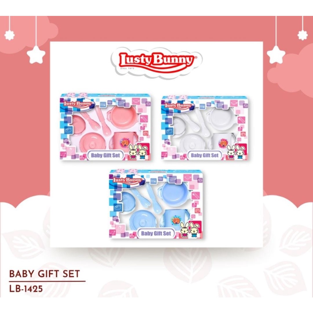 Feeding Gift Set 6in1 Alat Makan Bayi isi 6pcs Tempat Makan Bayi Lusty Bunny Peralatan Makan Anak Bayi