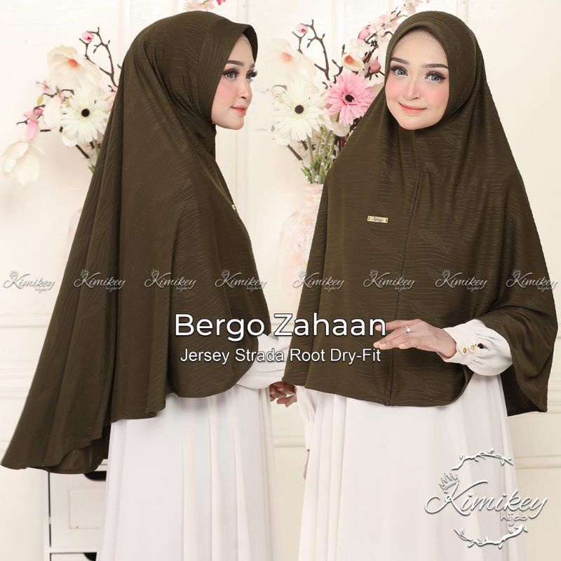 Jilbab Hijab Kerudung Khimar Bergo Wanita Perempuan Jumbo XL Motif Daun Jersey Strada Root Dry Fit T