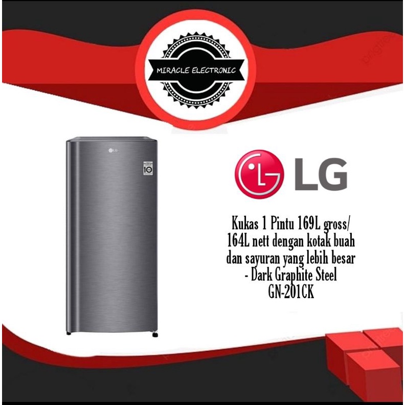 LG GN-201CK - Kulkas 1Pintu 169L gross/ 164L nett Dark Graphite Steel