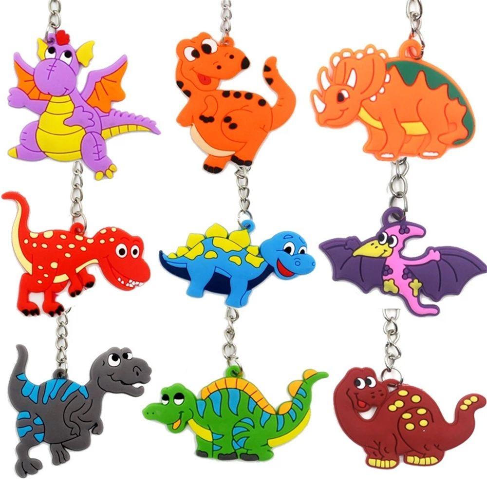 【 ELEGANT 】 Gantungan Kunci Dinosaurus Mainan Kartun DIY Hadiah Anak Hadiah Perlengkapan Pesta Dino Key Rings