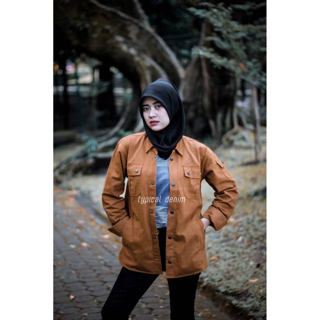 Jaket Kanvas Trucker Semi Parka - PLUVIOPHILE 2 POCKET - Hitam