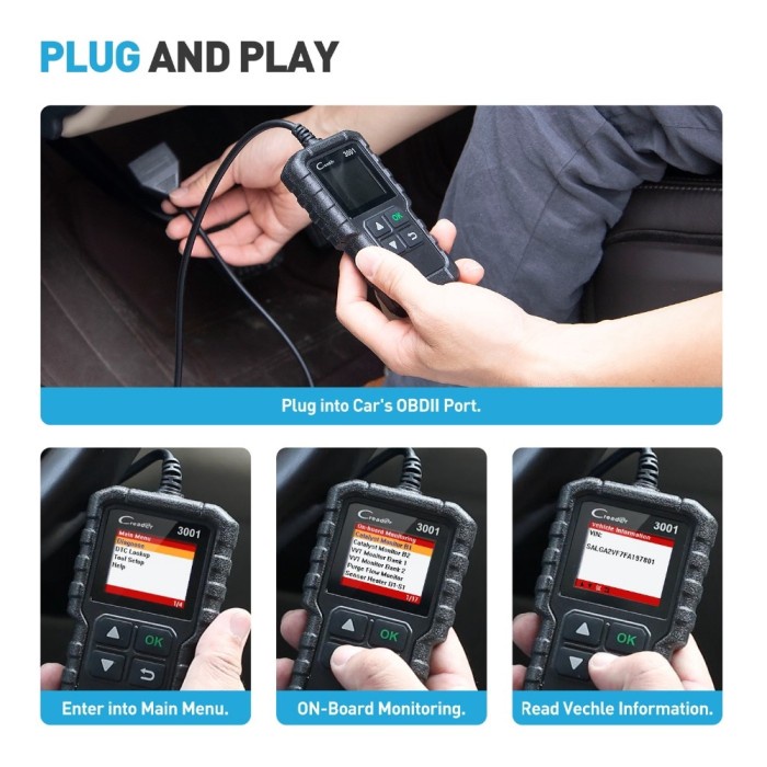 Ms Launch X431 Cr3001 Alat Scanner Diagnostik Obd2 Obdii Mes