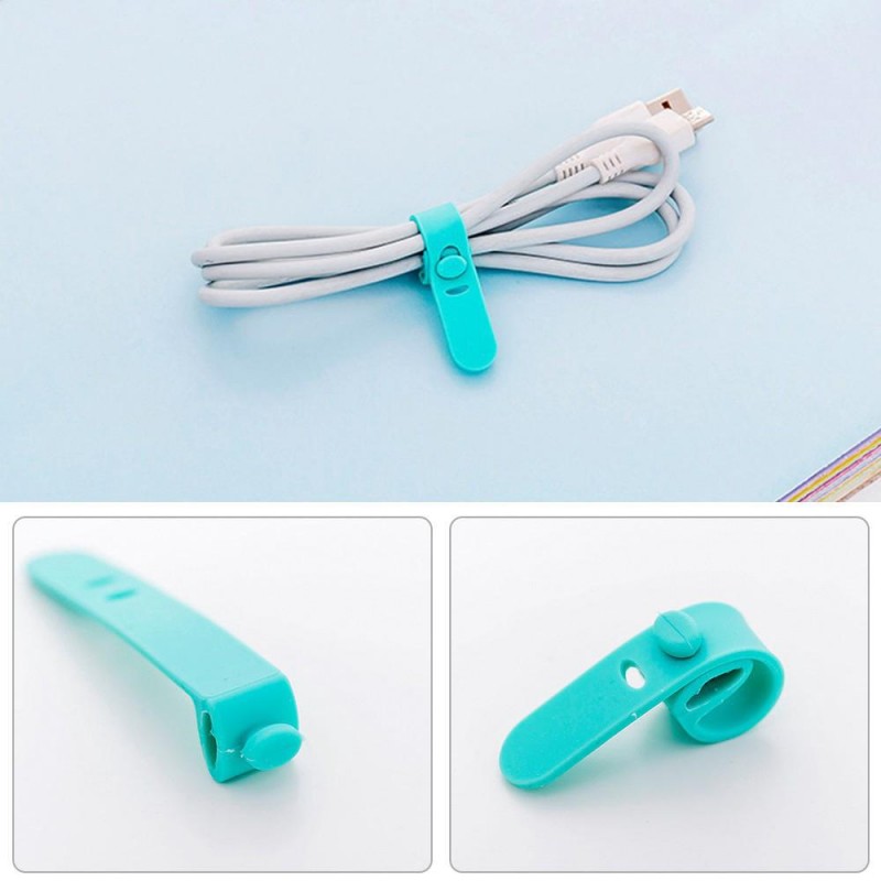 4pcs Klip Pengikat Kabel Data / Charger / Earphone Bahan Silikon