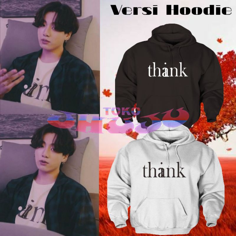 Versi Jaket Hoodie jumper BTS Jungkook JK Think/Thank