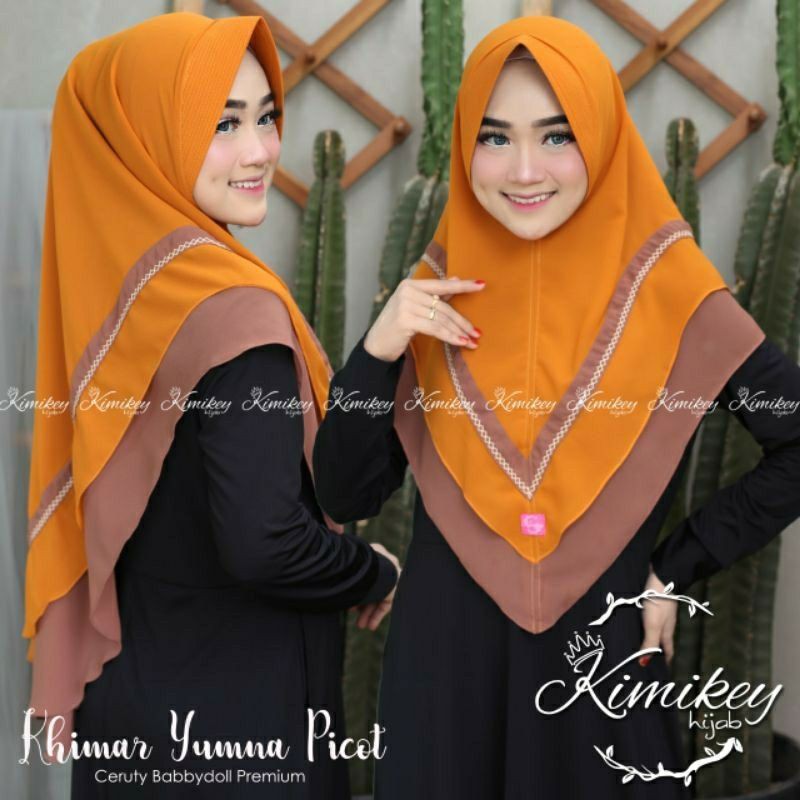 Jilbab Ceruty Babydoll Premium Hijab 2 Layer Khimar Yumna Picot by Kimikey