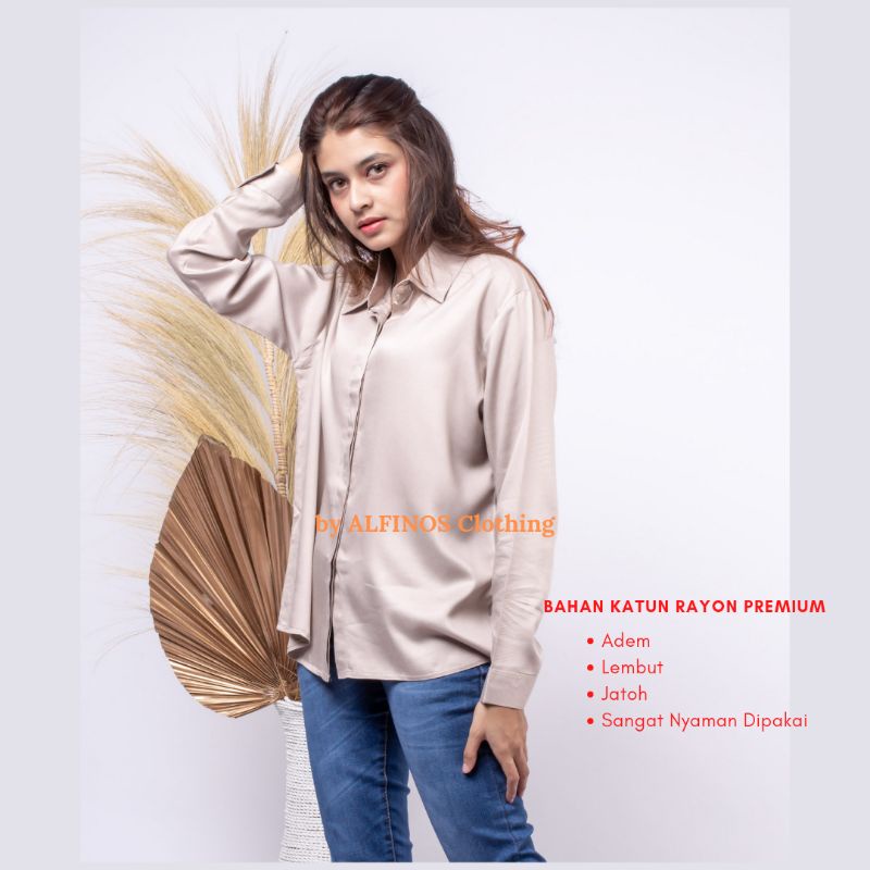 Kemeja Wanita | Baju Kemeja Cewek | Kemeja Cewek Lengan Panjang | Kemeja Katun Rayon