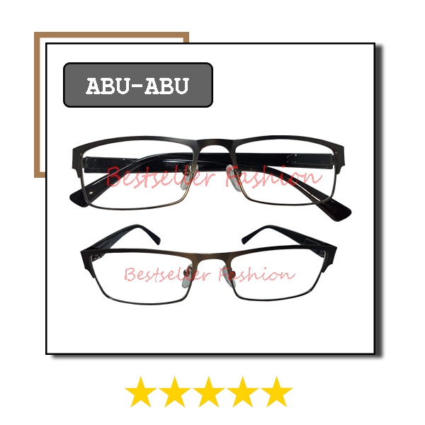Kacamata Frame Besi Persegi Panjang Lensa Transparan Anti Radiasi Kaca Mata Fashion Model Elegan Blueray FREECASE