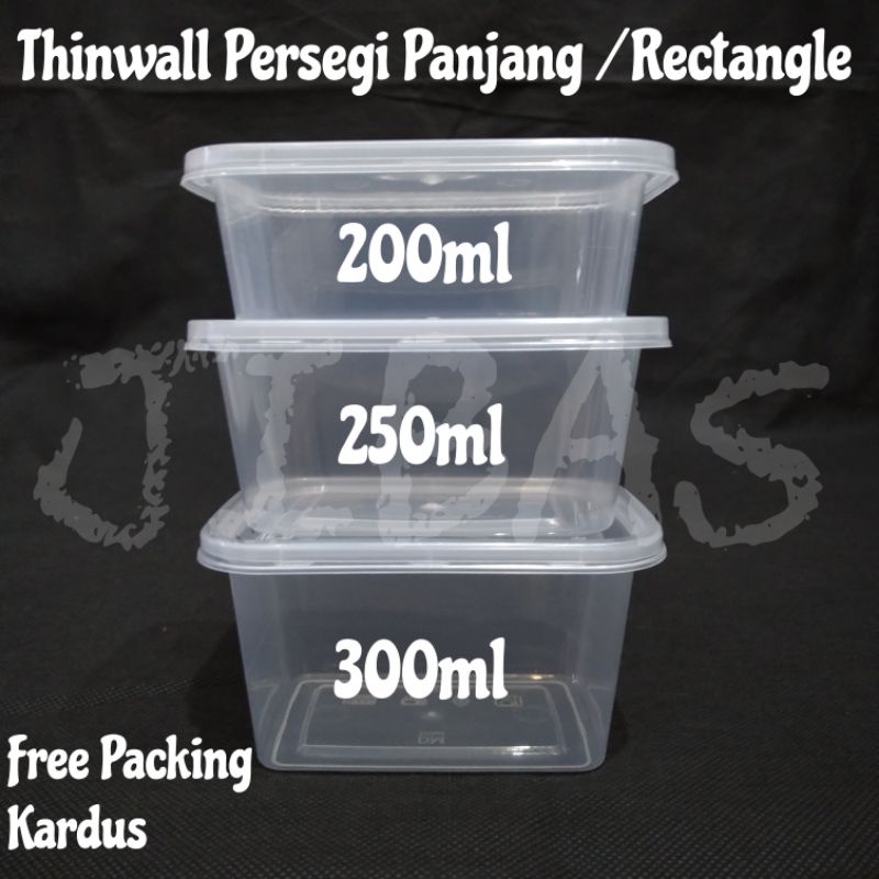 [ECER 1pcs] Thinwall Food Container / Thinwall Persegi Panjang Kotak Makan Plastik 200ml 250ml 300ml