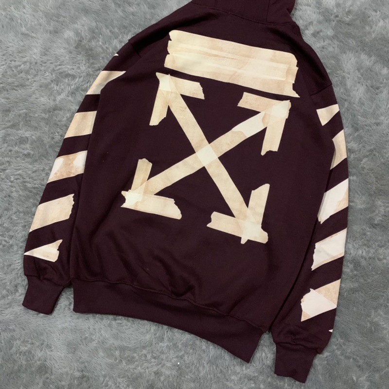 Sweater Hoodie Off White Tape Maroon Fulltag &amp; Lebel