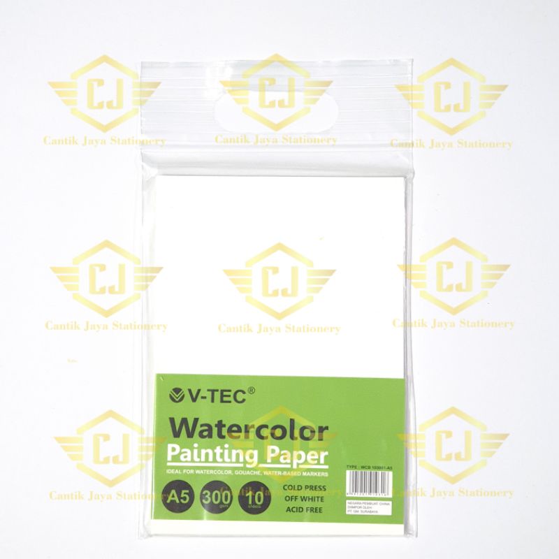 

V-TEC Watercolor Painting Paper VTEC A5 300 Gsm 10 Sheet WCB 103001-A5