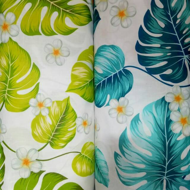 Kain Katun Motif Monstera Shopee Indonesia