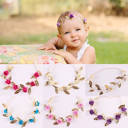 Kids Girls Baby Toddler Headband Rose Flower Photo Wedding Party