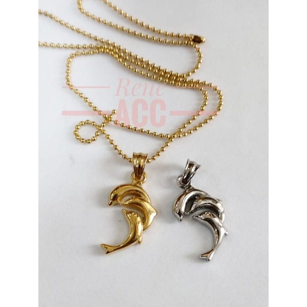 Kalung Titanium Merica Liontin Dolphin susun panjang 45 cm Anti karat