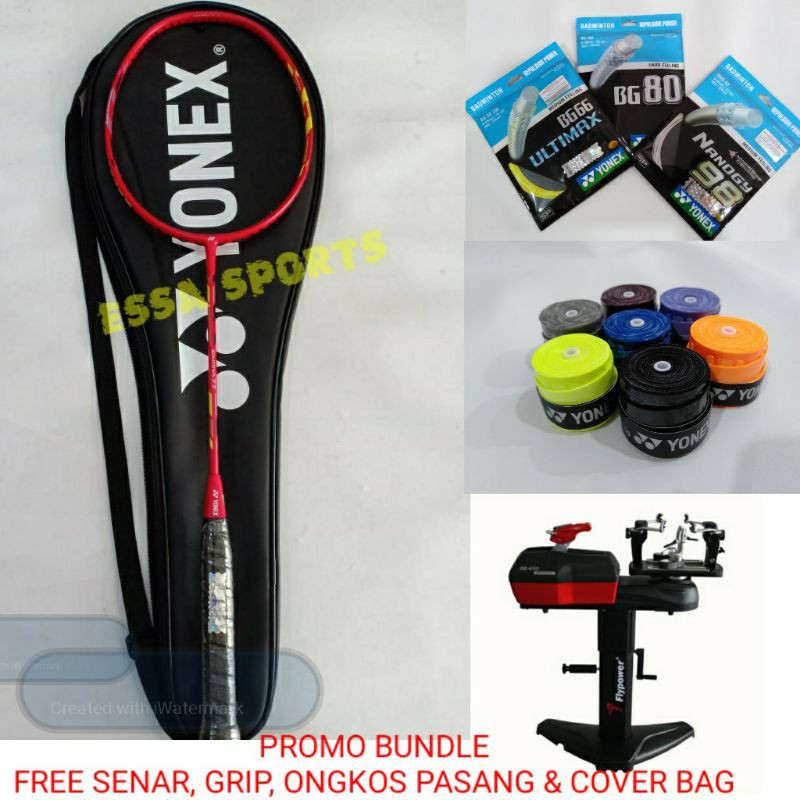 RAKET YONEX DUORA 77 FREE SENAR GRIP COVER BAG DAN ONGKOS PASANG SENAR