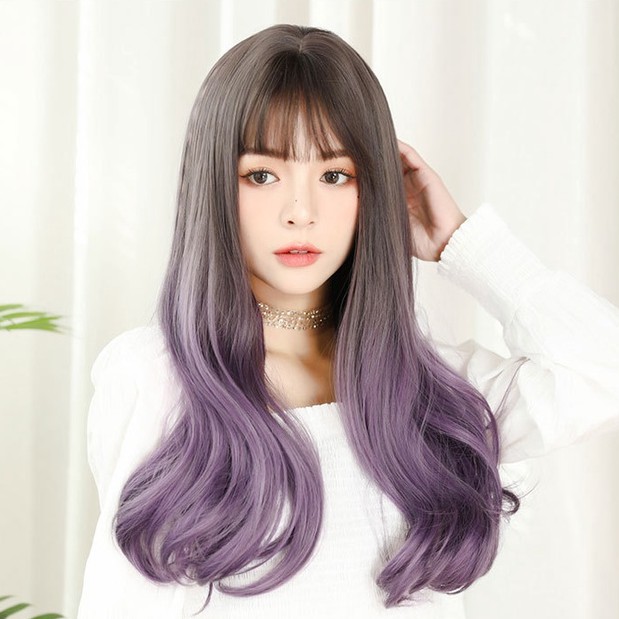 WDA-26 wig daily kpop korea jepang gradasi smoke purple ungu rambut palsu lurus panjang