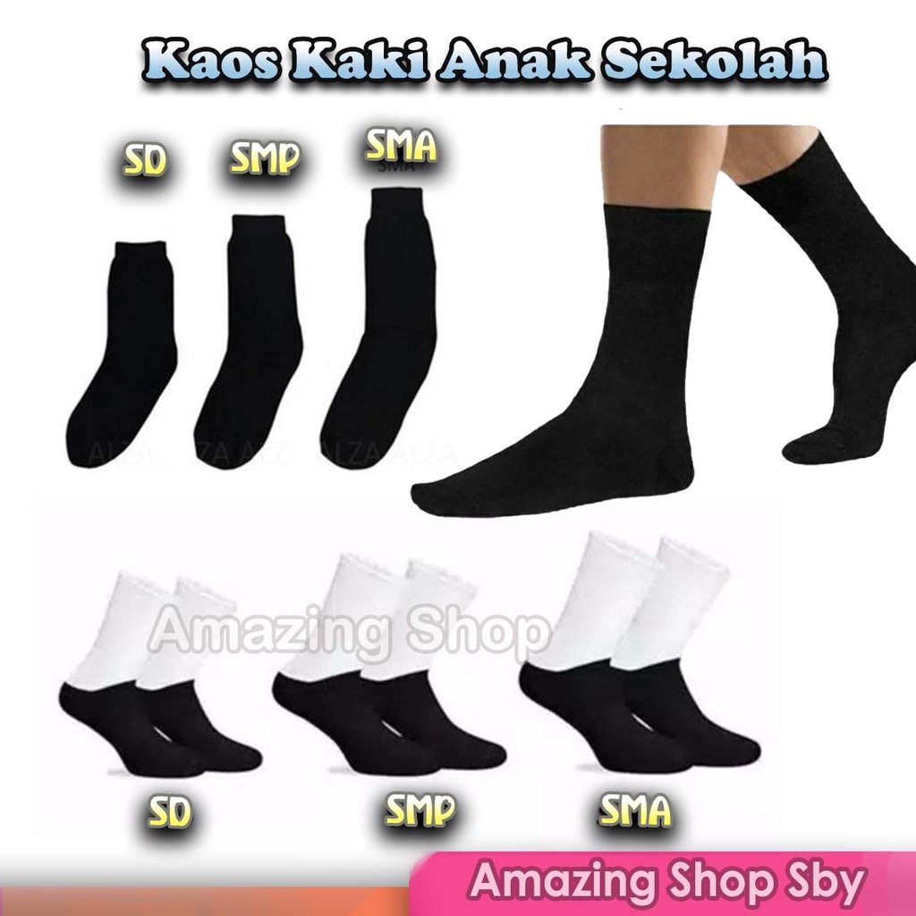 Kaos Kaki Hitam Anak Sekolah SD SMP SMA Kids Socks Murah Amazing Shop SBY