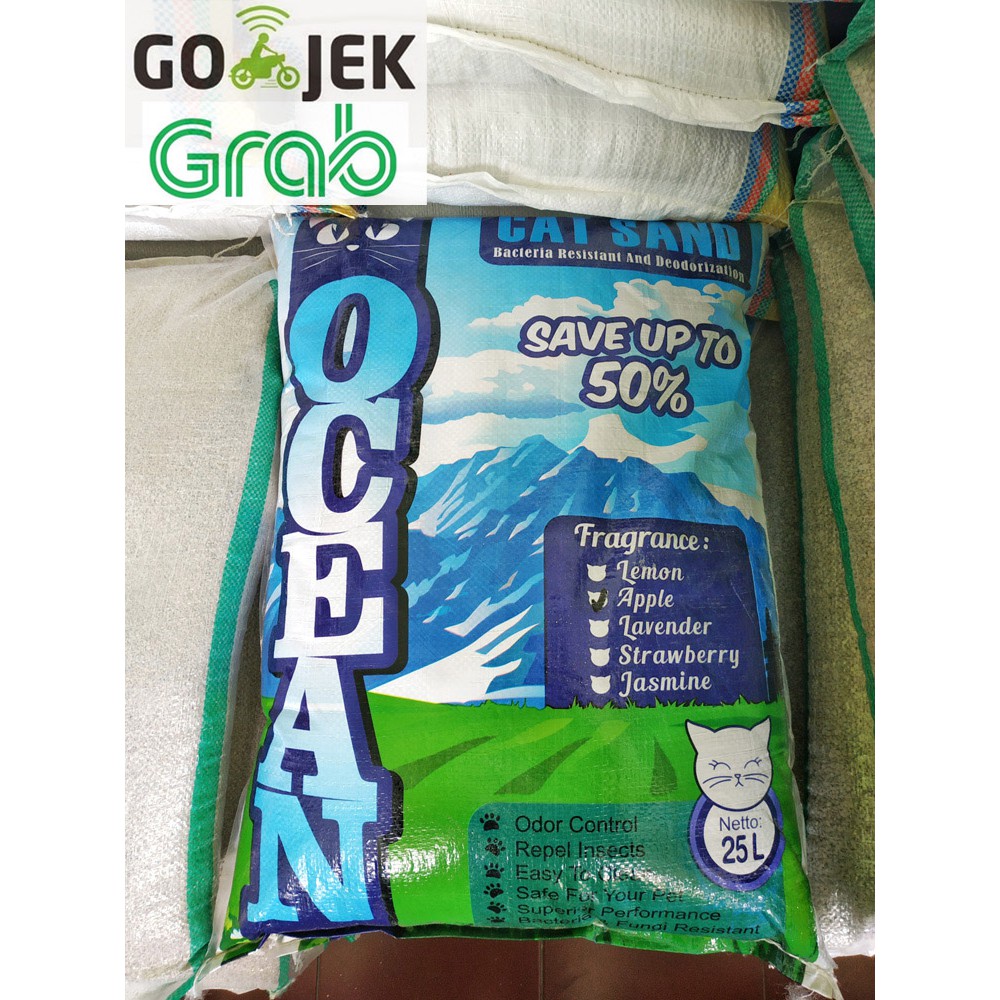 GOJEK Only - Pasir OCEAN 25L Pasir Kucing Gumpal Wangi 25 Liter