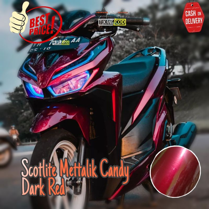 Sticker Scotlite Merah Tua Mettalik Candy Scotlite Dark Red Candy Skotlet Motor Vario Merah Tua Cand