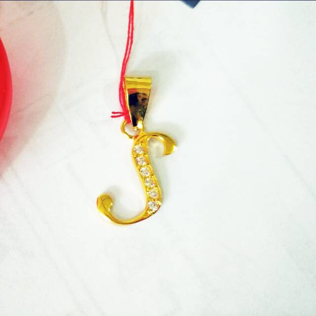 liontin emas asli kadar 875 huruf s zirkon