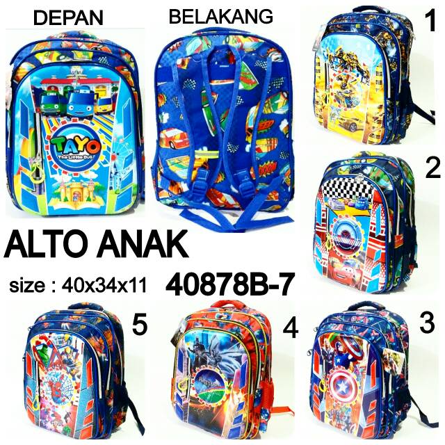 Tas sekolah ransel backpack Alto anak 40878B-7 tas punggung anak karakter murah dan terbaru