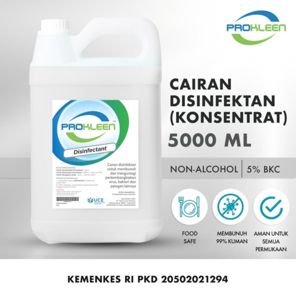 DISINFEKTAN KONSENTRAT FOOD GRADE ANTISEPTIK 5 LITER PROKLEEN KEMENKES