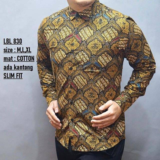 LBL 830 HEM KEMEJA BATIK PRIA SLIM FIT LENGAN PANJANG LUIGI BATANI