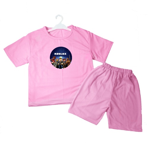 Setelan Kaos Anak ROBLOK  Oblong Pendek + Celana Size S - L/Set Anak