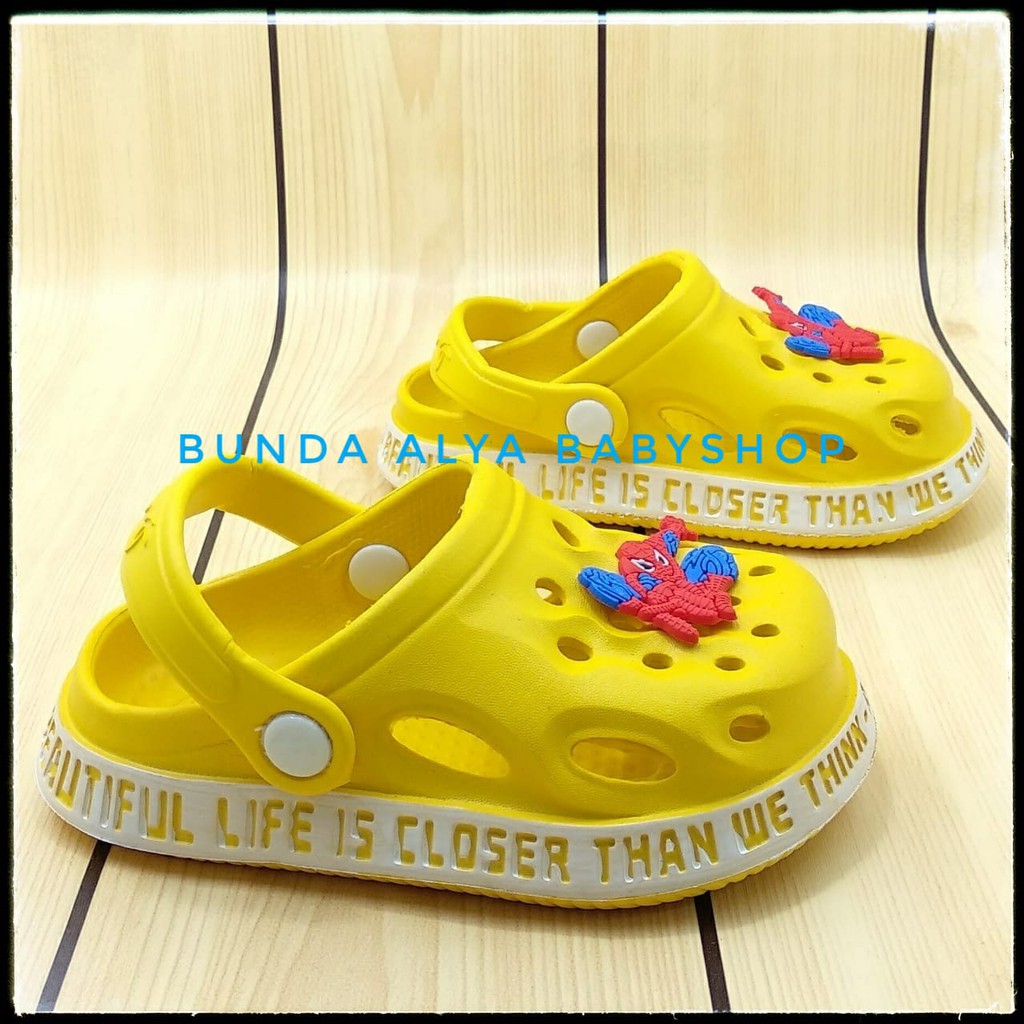 Sendal Anak Laki Laki Usia 1 2 3 4 5 Tahun KUNING Motif Kartun Karet - Sepatu Sandal Anak Cowok Karet Anti Licin Size 18 - 29