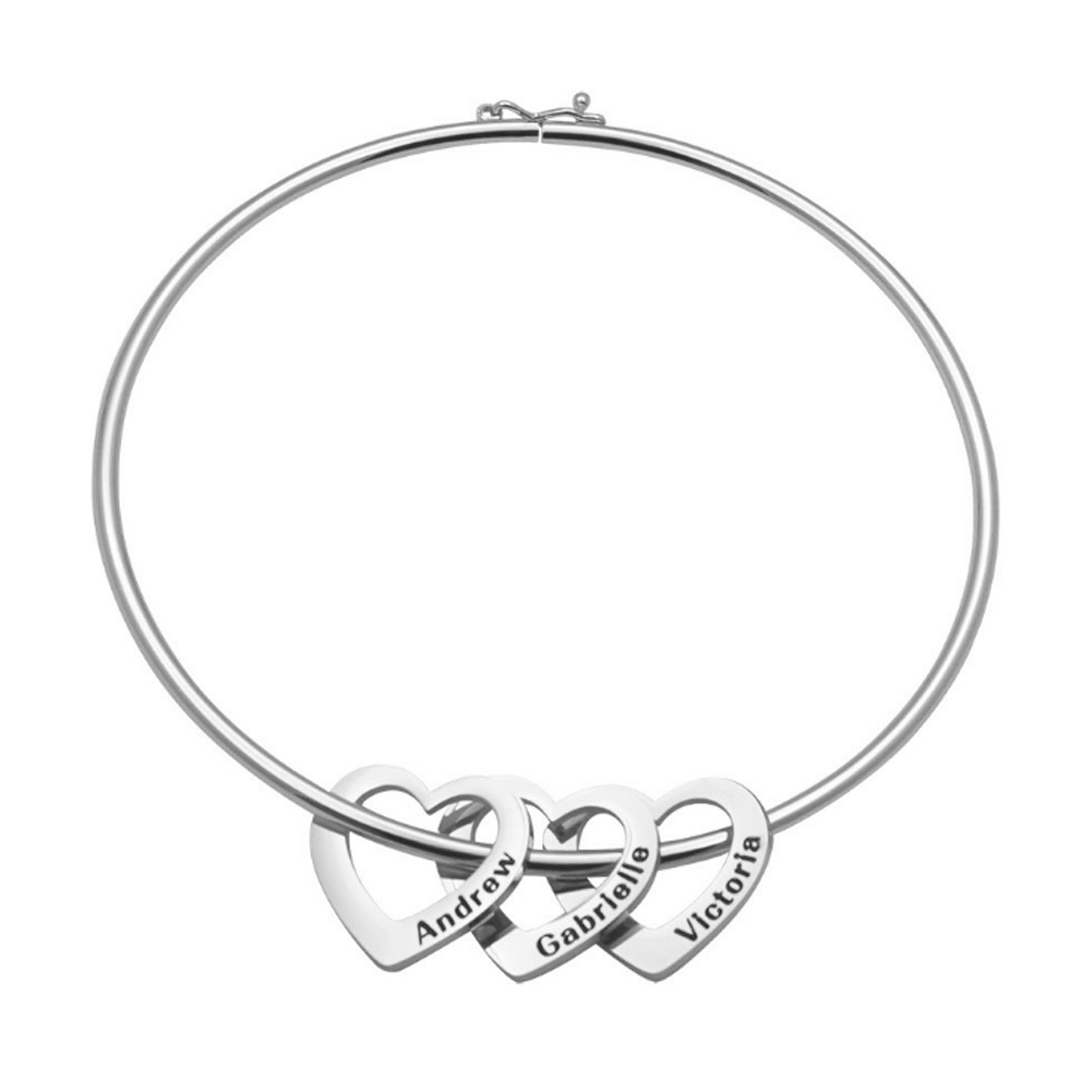 Hu Hu Hu Hu Hu Alat Bantu Pasang Kacamata♡ Gelang Bangle Stainless Steel Ukiran Nama Bentuk Hati Untuk Wanita