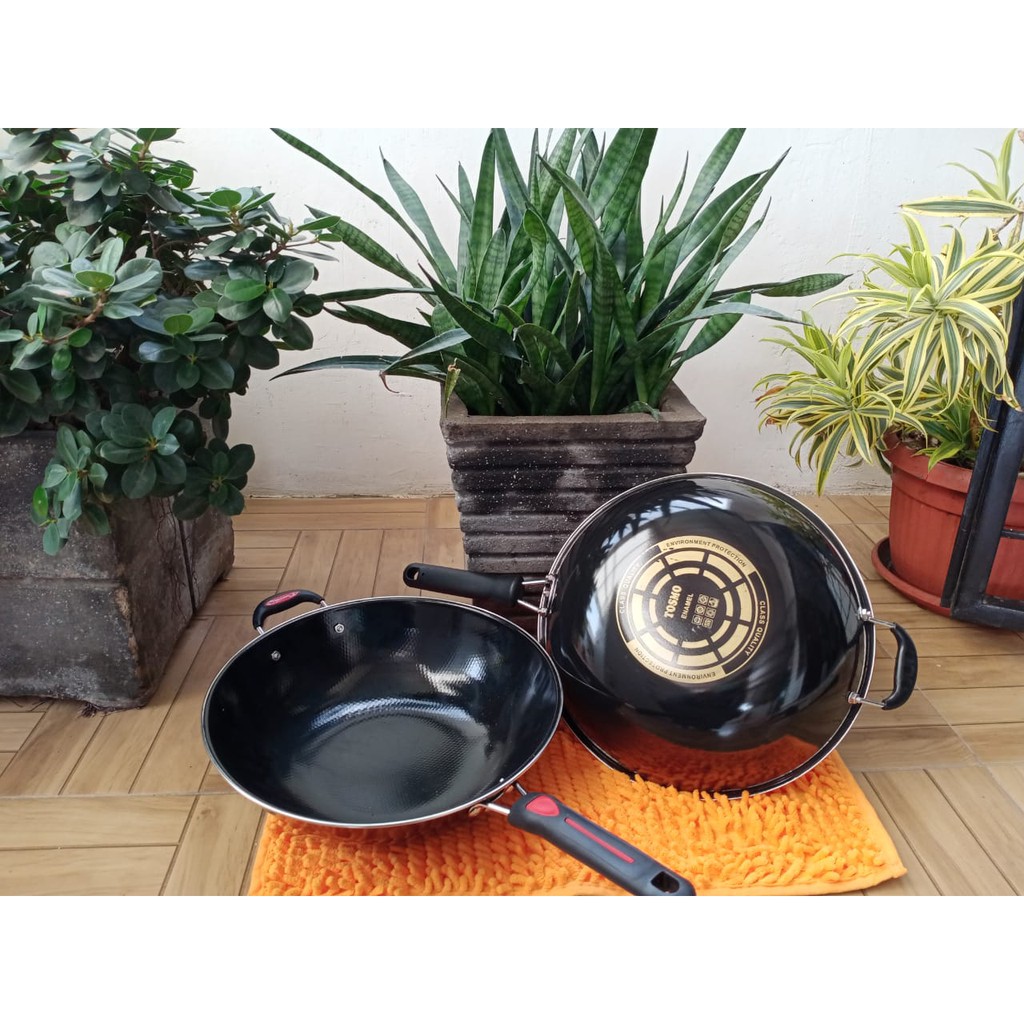 Wajan Enamel 34CM Texania Anti Gores anti lengket Pakek gangang