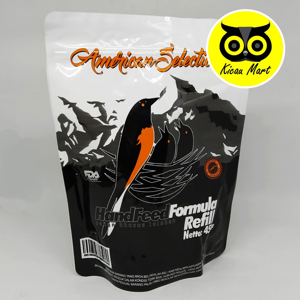 PAKAN LOLOHAN PIYIK BURUNG MURAI AMERICAN SELECTION AMS 450 GRAM HAND FEED FORMULA REFFIL BSSEJOB1