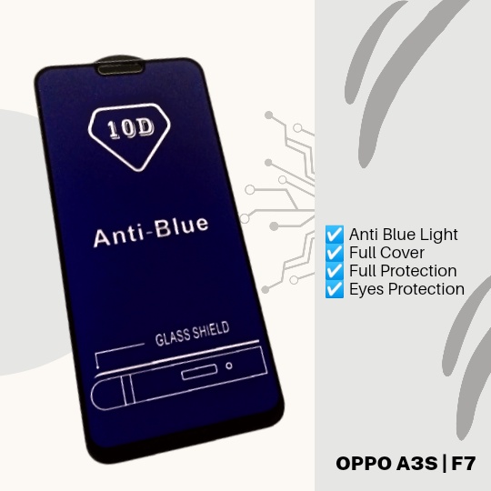 Tempered Glass 10D Oppo A3s F7 Realme C1 Anti Radiasi Blue Light UV Protection