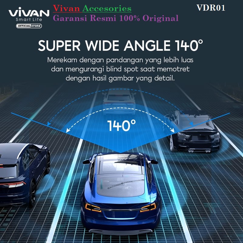 Vivan VDR01 HD Super Wide Angle Dashcam Car Dash Cam Camera CCTV Mobil