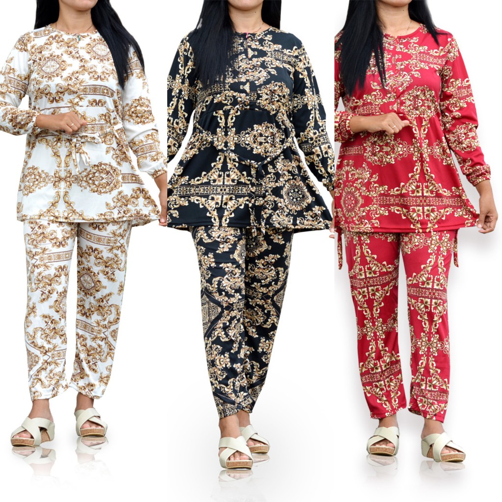 GROSIR TROLIS S M L setelan baju tidur piyama daster hyget oneset sultan busui baju celana HYGT-4