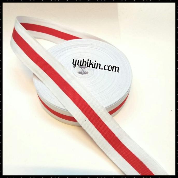 

Premium Product!!! 36 Yard Pita Motif Garis 3Cm Polyester Putih Merah Putih - Paling Dicari