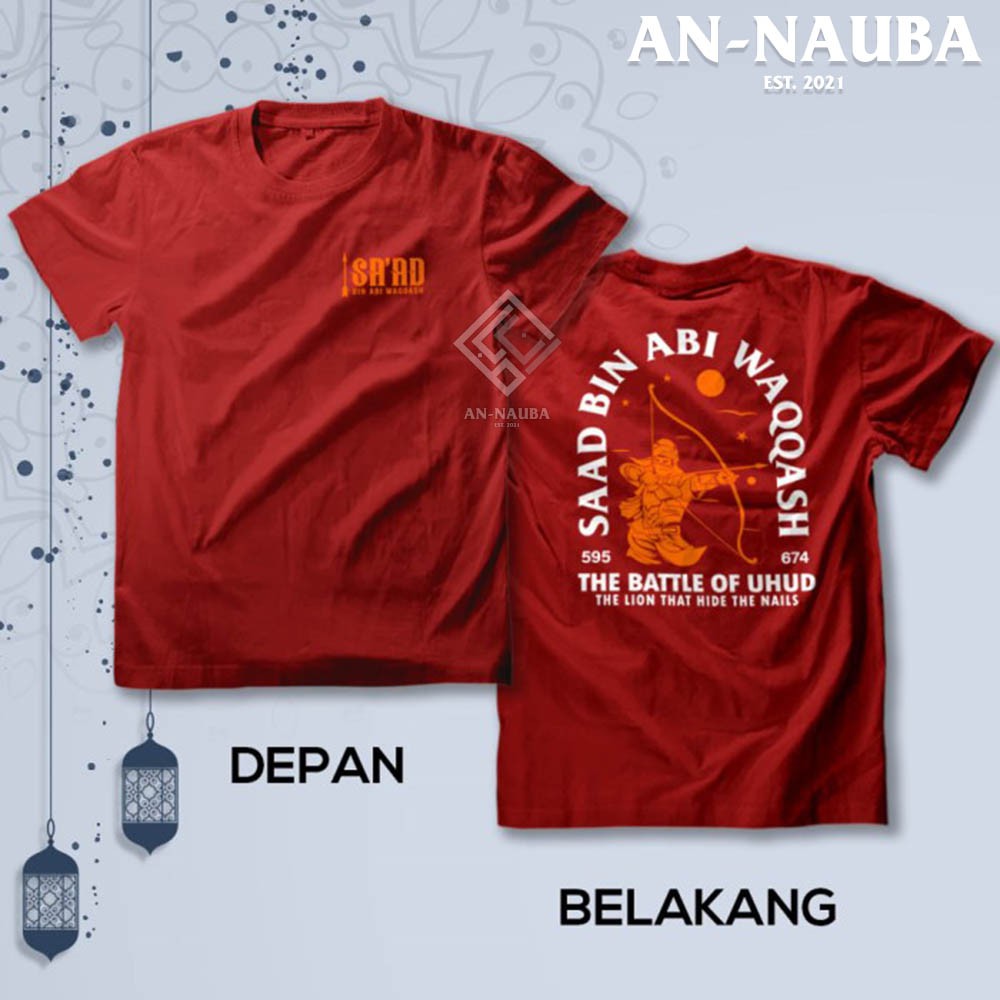 Kaos Dakwah Islami Sahabat Nabi / SAAD BIN ABI WAQQASH BATTLE UHUD / Baju Santri Muslim [AN-6328]-6