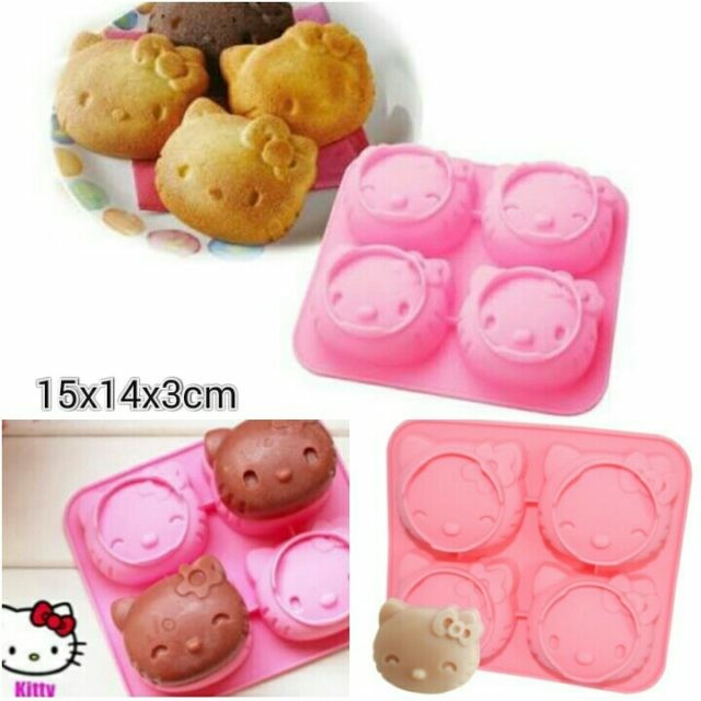 

Cetakan Hellokitty 4lubang buat esbatu cokelat puding dll