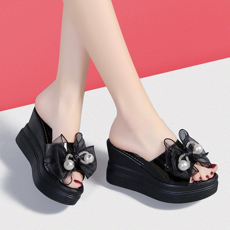 Biang93 Store-Wedges Wanita Pita Mutiara Terbaru Trendy