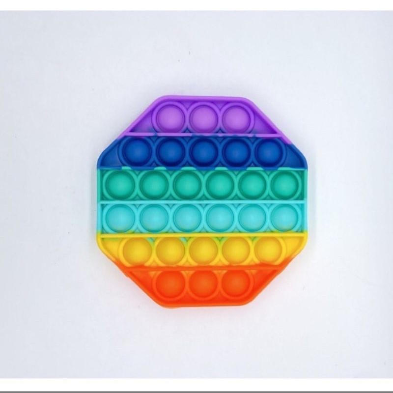 Promo Mainan Fidget Push Pop It Rainbow Gelembung Mainan Penghilang Stres-Segi delapan