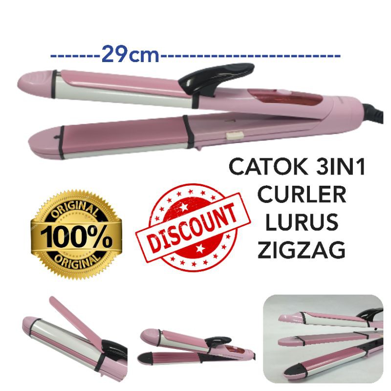 CATOKAN SONAR SN720 ALAT CATOK RAMBUT 3IN1 CURLY LURUS REBONDING ZIGZAG BABAT MURAH DAN ORI TERLARIS