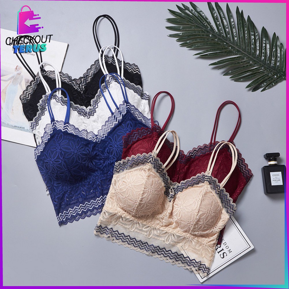 CT P73 74 Bra Wanita Motif Pakaian Dalam Atasan Wanita Motif Bunga Tanpa Kawat Pakaian Dalam Wanita Sport Bra Bra Senam Bra Olahraga